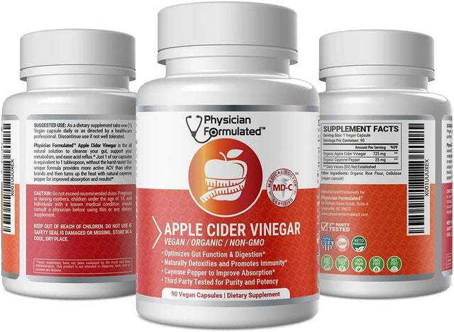100% Organic Apple Cider Vinegar Capsules 750Mg in Just 1 Pill Pure Raw Apple Cider Vinegar with Cayenne Pepper for Natural, Fast Detox and Cleanse 90 - Capsules