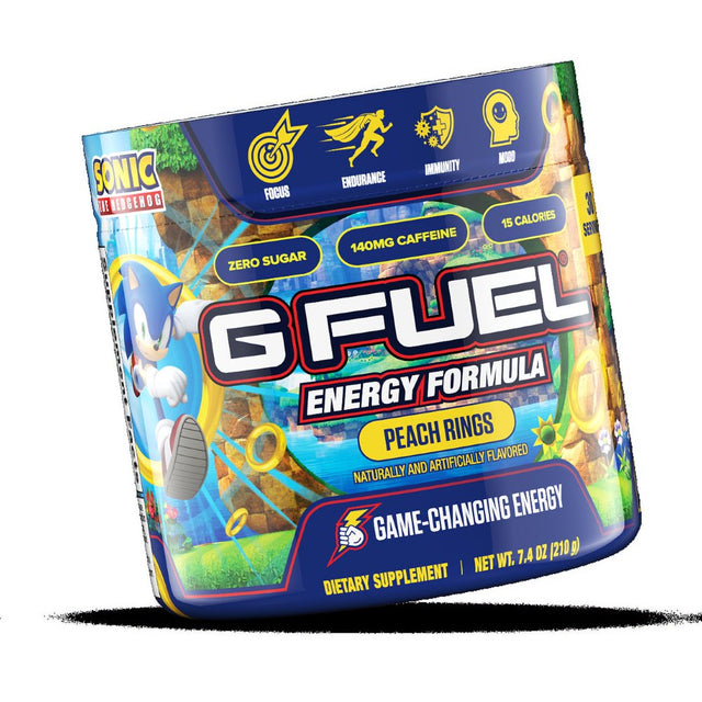 G Fuel Sonic Energy Supplement Powder with Antioxidant Complex Blend, Peach Rings Flavor, 30 Servings