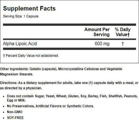 Healthy Origins Alpha Lipoic Acid 600 Mg Capsules, 150 Ct