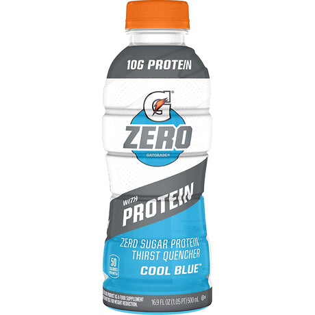 Gatorade Zero with Protein 10G Whey Protein Isolate Zero Sugar Electrolytes Cool Blue, 16.9 Fl Oz