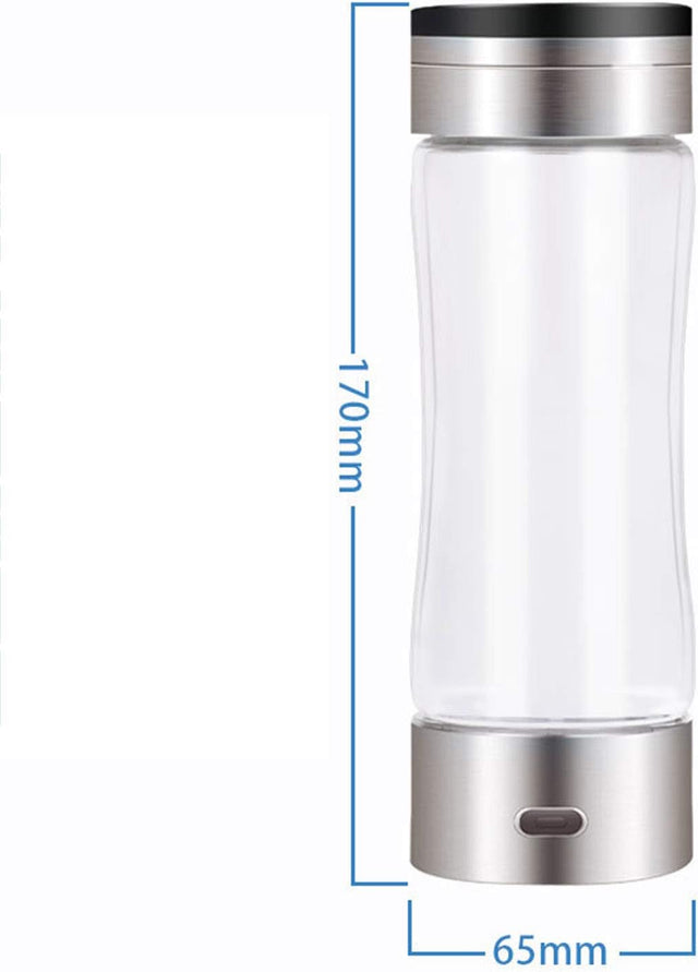 Portable 3 Minute Hydrogen-Rich Water Bottle Rechargeable High Concentration Hydrogen Generator Glass Bottle Anti-Aging Anti-Oxidation Alkaline Water Generator, 350Ml