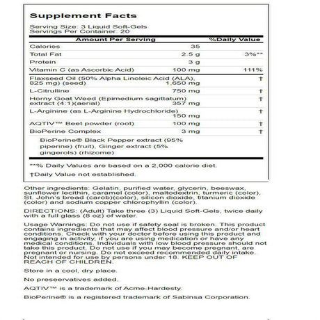 Irwin Naturals Power-Male Horny Goat Weed with Nitric Oxide Booster 60 Sgels