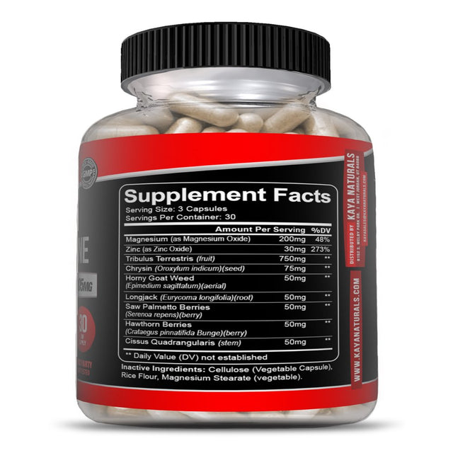 Kaya Naturals Ultra Testosterone 90Ct, Muscle & Testosterone Support, Bodybuilding - 1305Mg