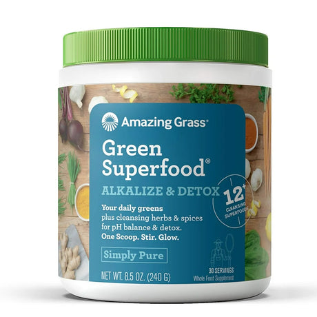 Amazing Grass Alkalize & Detox Green Superfood Powder, Simply Pure, 8.5 Oz