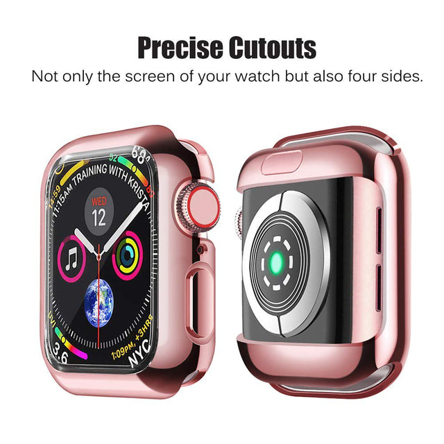 Galaxy Wireless Compatible for Apple Watch Series 7 8 9 SE 41Mm with Buit in TPU Clear Screen Protector - All around Protective Case Clear Cover for Iwatch 41Mm Series 7 8 9 SE - Rose Gold