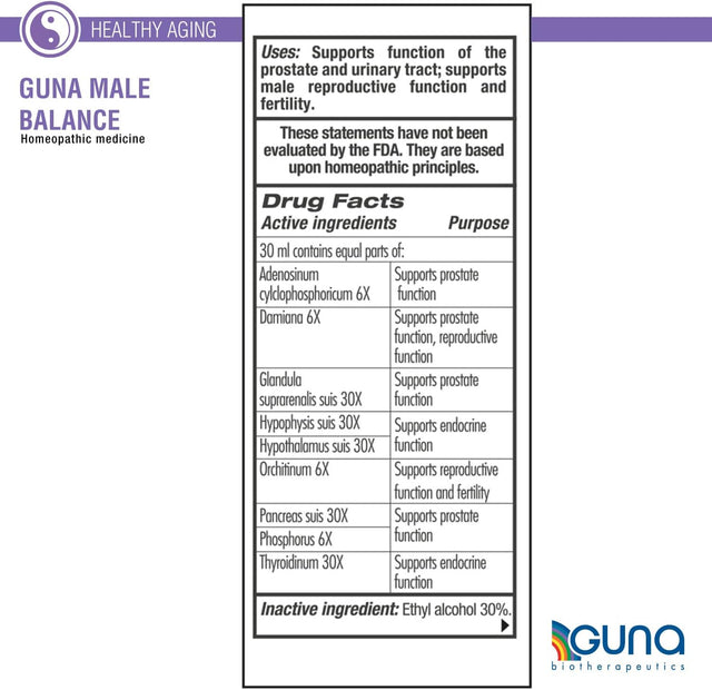 GUNA Male Balance Homeopathic Prostate Support, Urinary Tract Support - 1 Ounce
