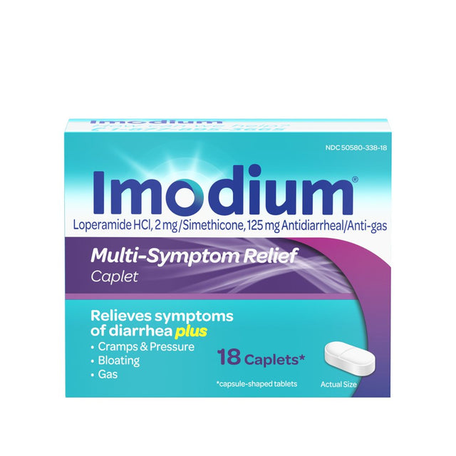 Imodium Multi-Symptom Relief Anti-Diarrheal Medicine Caplets, 18 Ct.
