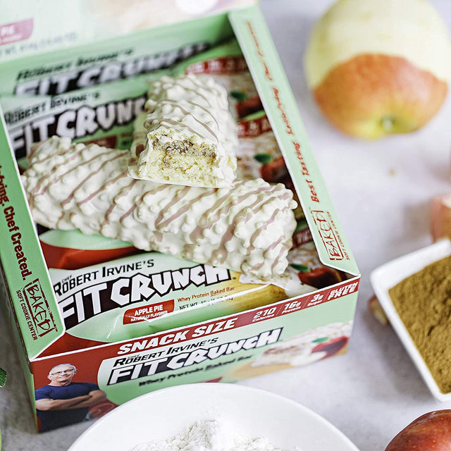 FITCRUNCH Snack Size Protein Bars, Designed by Robert Irvine, World’S Only 6-Layer Baked Bar, 3G of Sugar & Soft Cake Core (18 Bars, Apple Pie)