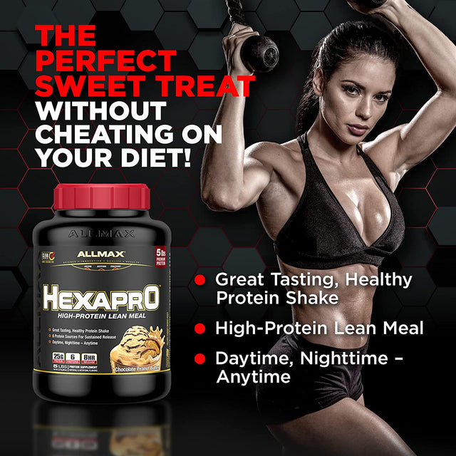 ALLMAX HEXAPRO, French Vanilla - 2 Lb - 25 Grams of Protein per Serving - 8-Hour Sustained Release - Zero Sugar - 21 Servings