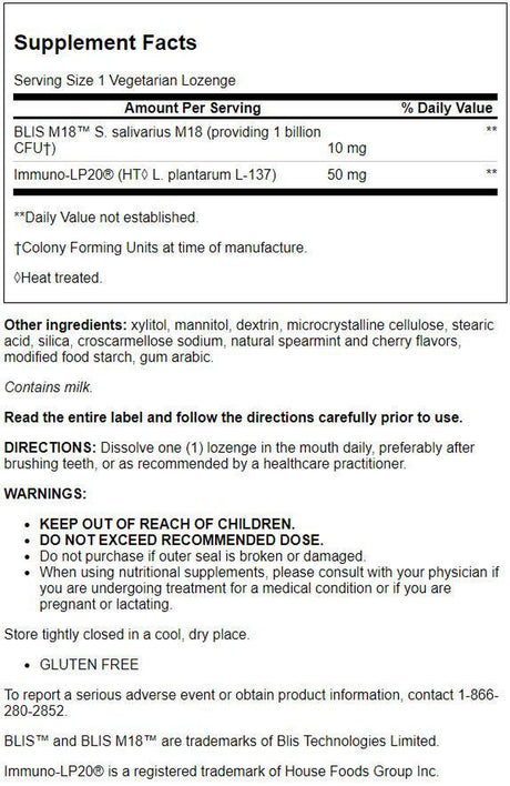 Life Extension FLORASSIST Oral Hygiene – Probiotic, Promotes Overall Oral Health – Gluten-Free, Vegetarian – 30 Lozenges