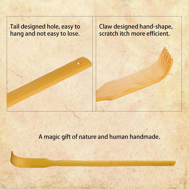 Back Scratcher, Bamboo Wood Back Scratcher Massager, 17" Long Self-Massager Provide Instant Relief from Itching, Good Practical and Novel Gifts for Friends and Family