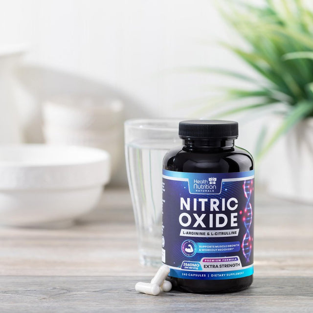 Extra Strength Nitric Oxide Supplement L Arginine 3X Strength - Citrulline Malate, AAKG, Beta Alanine - Premium Muscle Supporting Nitric Booster for Energy & Strength to Train Harder - 240 Capsules