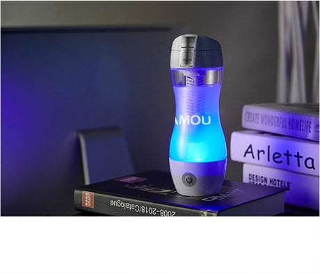 Portable 3 Minute Hydrogen-Rich Water Bottle Rechargeable High Concentration Hydrogen Generator with Filter Element Alkaline Water Generator, 350Ml