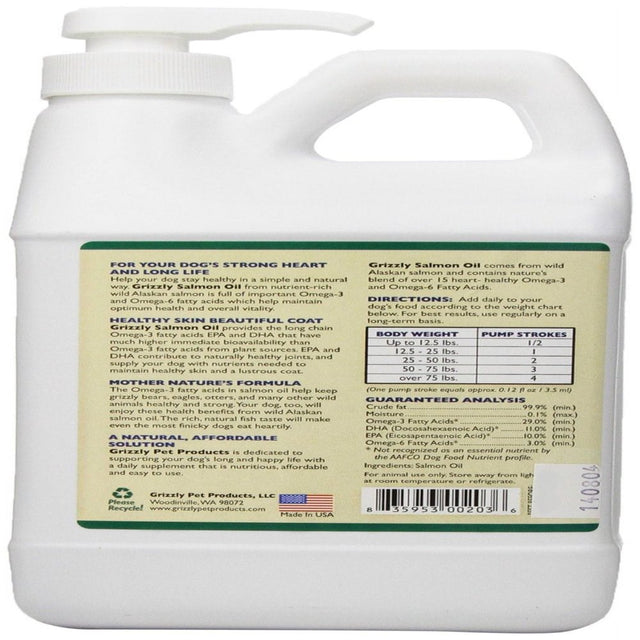 Grizzly Salmon Oil for Dogs, 64 Oz.