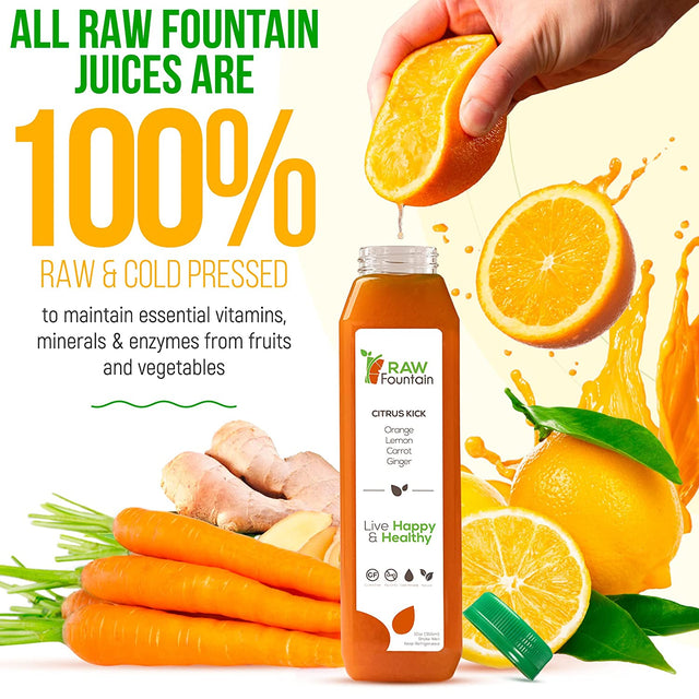 5 Day Juice Cleanse by Raw Fountain, Tropical Flavors, All Natural Raw, Cold Pressed Fruit and Vegetable Juices, Detox Cleanse, 30 Bottles 12Oz, 5 Bonus Ginger Shots