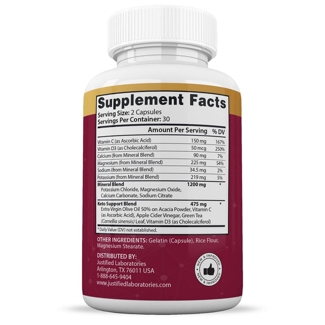 Justified Laboratories Great Results Keto ACV MAX Pills 1675Mg Dietary Supplement 60 Capsules