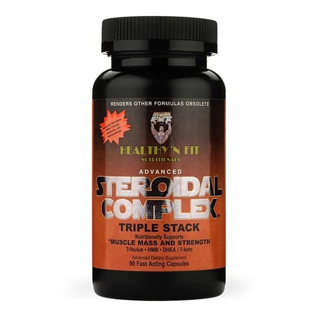 Healthy N Fit Nutritionals Fast Acting Advanced Steroidal Complex Triple Stack Capsules for Muscle Mass and Strength, 90 Ea