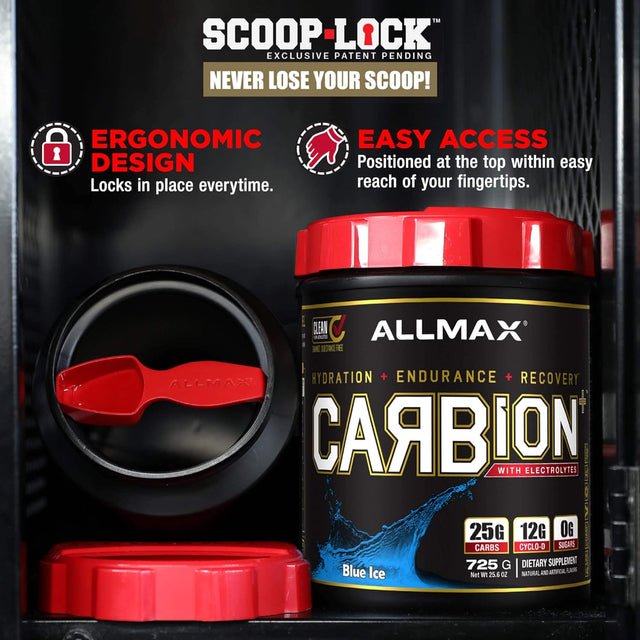 ALLMAX CARBION+, Blue Ice - 725 G - High-Performance Training Fuel - Boosts Hydration, Performance & Recovery - with 25 G Carbs & Zero Sugar - 25 Servings