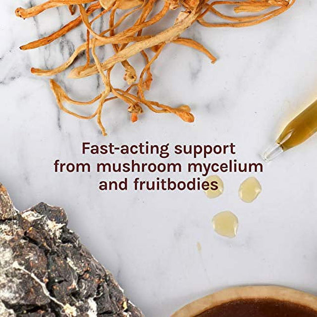 Host Defense, Breathe Extract, Respiratory Support, Mushroom Supplement with Cordyceps, Reishi and Chaga, Plain, 2 Fl Oz