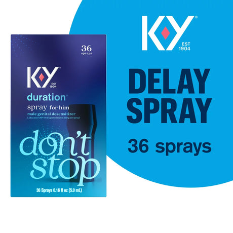 K-Y Duration Numbing Climax Delay Spray for Men, Lidocaine Desensitizing Spray, 0.16 FL OZ / 36 Sprays