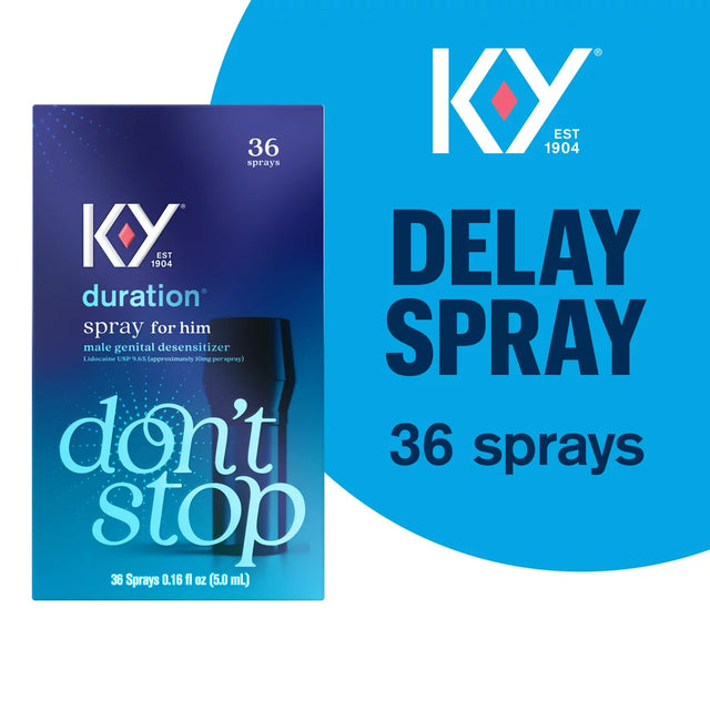K-Y Duration Numbing Climax Delay Spray for Men, Lidocaine Desensitizing Spray, 0.16 FL OZ / 36 Sprays