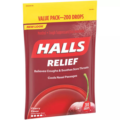 Halls Cough Suppressant/Oral Anesthetic Cough Drops - Cherry (200 Count)