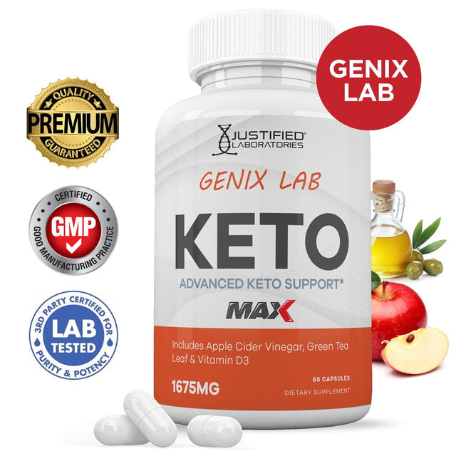 Genix Lab Keto ACV MAX Pills 1675Mg Alternative to Gummies Dietary Supplement 60 Capsules