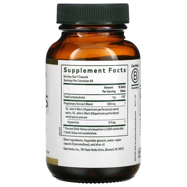 St. John'S Wort, 60 Liquid-Filled Capsules, Gaia Herbs Professional Solutions