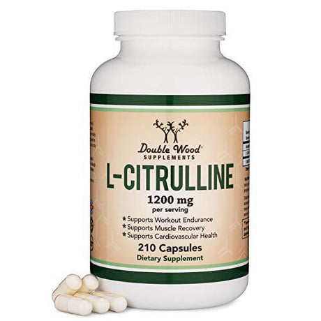 L Citrulline Capsules 1,200Mg per Serving, 210 Count (L-Citrulline Increases Levels of L-Arginine and Nitric Oxide) Muscle Recovery Supplement Â€“ Improve Muscle Pump by Double Wood Supplements