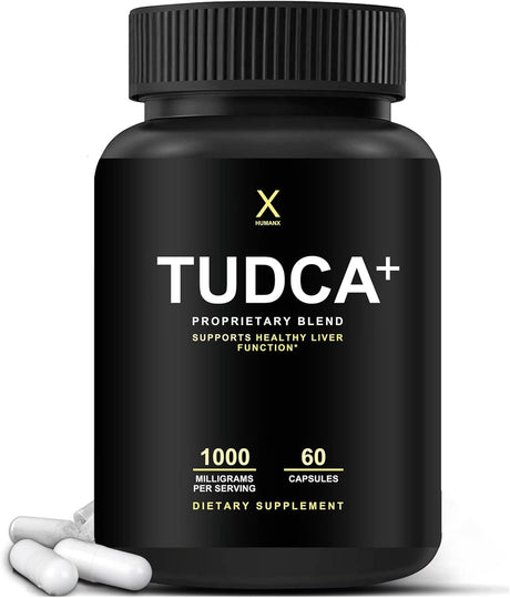 TUDCA+ 1000Mg (Tauroursodeoxycholic Acid) Powerful Serving Size - Liver Health Aid for Detox and Cleanse - Vegan, Non GMO - USA Made Easy to Swallow Capsules - Tudca Bile Salt Supplement Powder