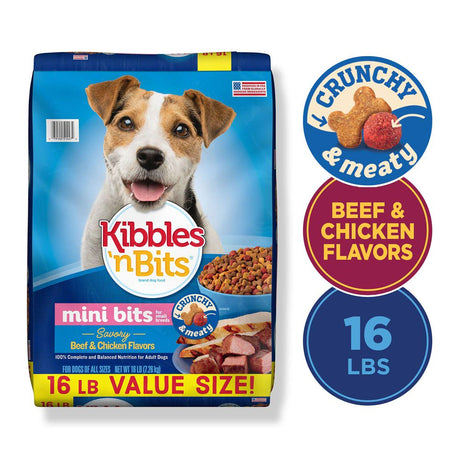 Kibbles 'N Bits Kibbles 'N Bits Mini Bites Small Breed Savory Beef and Chicken Flavors Dog Food, 16 Lb.