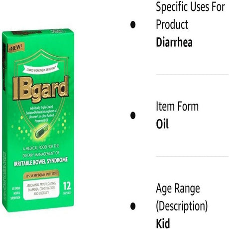 Ibgard 90Miligrams Ultra Purified Peppermint Oil for Irritable Bowel Syndrome (IBS) 12 Count