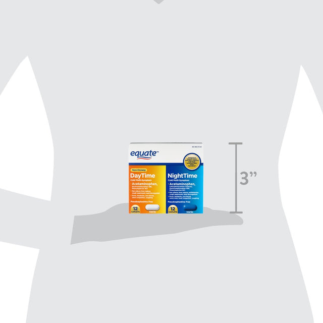 Equate Non-Drowsy Daytime and Nighttime Multi-Symptom Cold Caplets, 24 Count