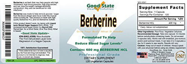 Good State - Berberine Hcl (400 Mg) (120 Veggie Capsules)