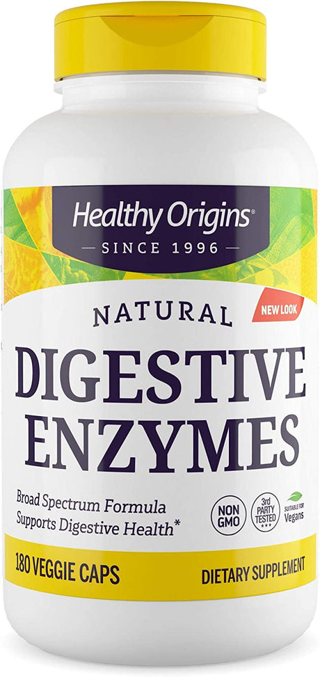 Healthy Origins - Natural Broad Spectrum Digestive Enzymes - 180 Vegetarian Capsules