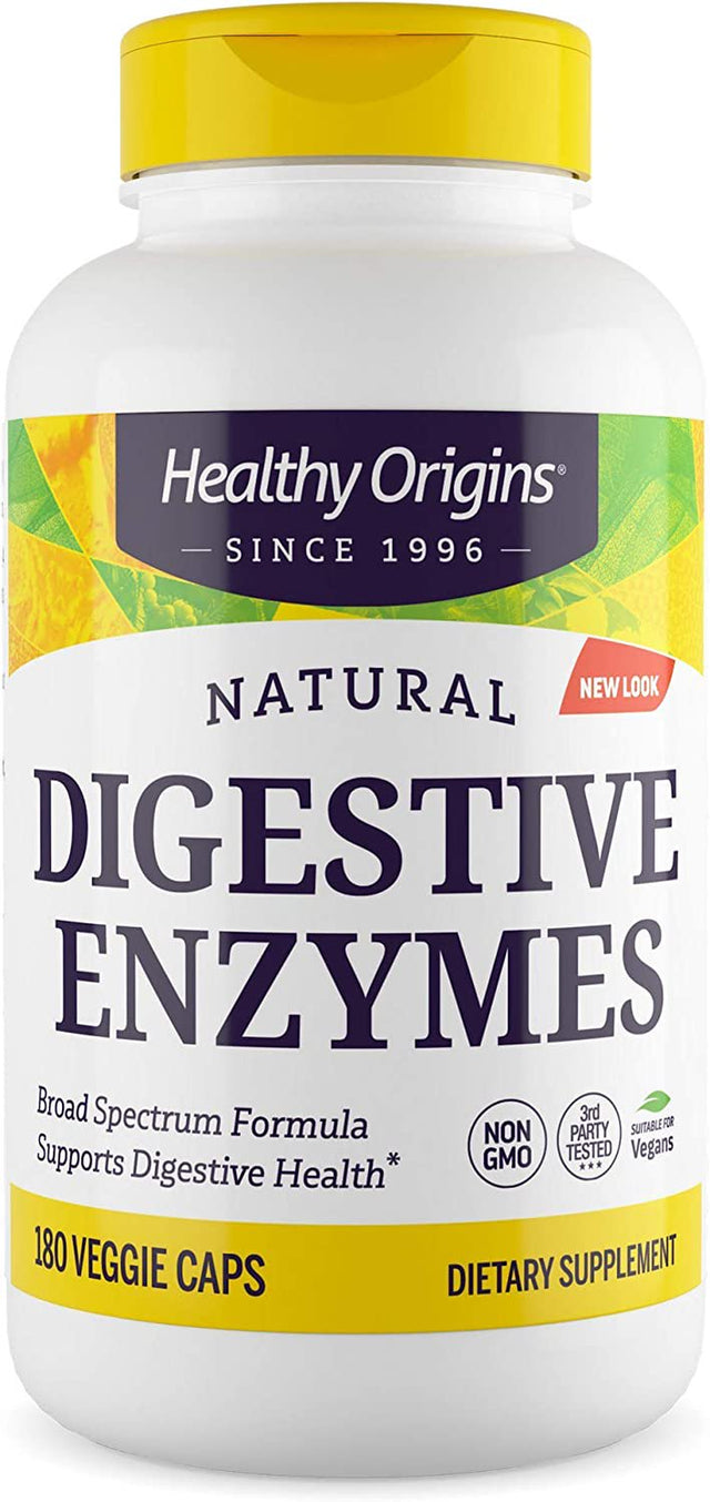 Healthy Origins - Natural Broad Spectrum Digestive Enzymes - 180 Vegetarian Capsules