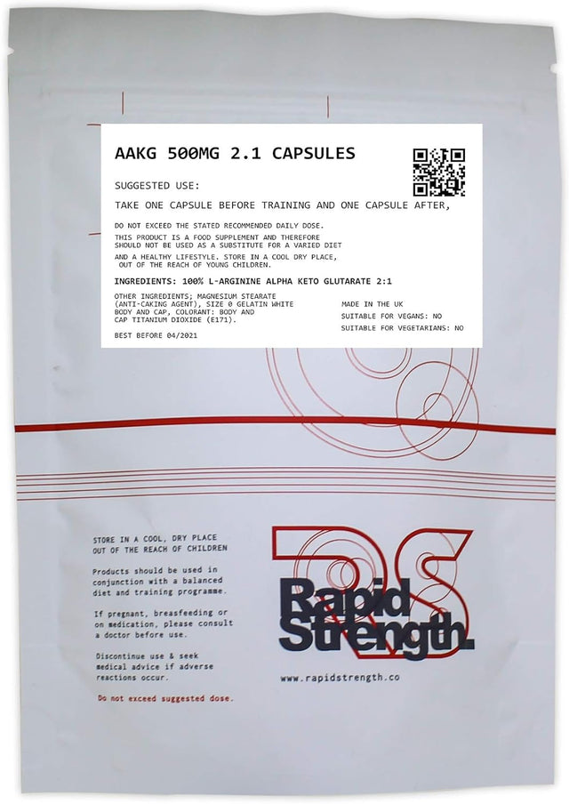 AAKG - 500Mg X60 Arginine Alpha Ketoglutarate L-Arginine Nitric Oxide Pump Caps