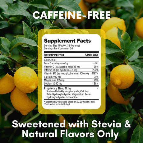 Exogenous Ketones Powder and BHB - Caffeine Free (Lemon) Keto Drink Mix & Fast Acting Ketosis Packets - Ketone Drink for Ketosis - Ketones Supplement for Ketosis (20 Keto Packets)