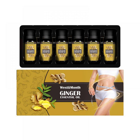 Ginger Massage Oil, Ginger Oil for Abdominal Drainage, Anti-Cellulite Massage Ginger Oil (6Pcsx10Ml)
