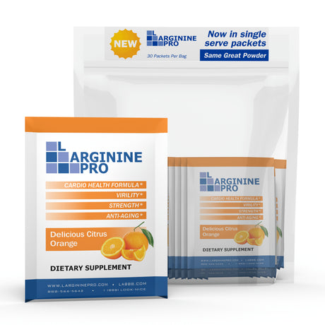 L-ARGININE PRO Powder Packets - 5500Mg L-Arginine, 1100Mg L-Citrulline Cardio Health (Citrus Orange 1 Bag)