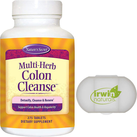Nature'S Secret Multi-Herb Colon Cleanse Detoxify, Cleanse & Renew, Support Colon Health and Regularity, 275 Tablets, with a Pill Case