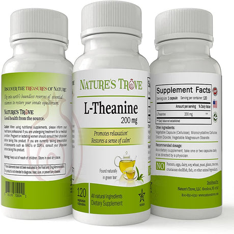 L-Theanine 200Mg by Nature'S Trove - 120 Vegetarian Capsules
