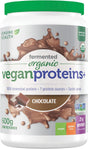 Genuine Health Fermented Organic Vegan Proteins+, Natural Chocolate Protein Powder, 20G Protein, 21.16 Oz Tub, 20 Servings