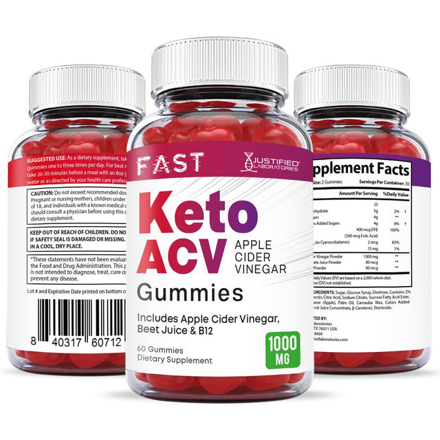 Fast Keto ACV Gummies 1000MG Dietary Supplement 60 Gummys