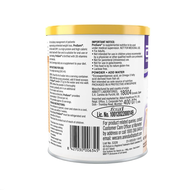 Abbott Prosure Nutritional Drink - 400 G (Orange) for Weight Gain Nutrition Cachexia Lean Mass Gain Anorexia