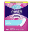 Always Thin Daily Wrapped Liners, Unscented, 162 Count, 2 Pack