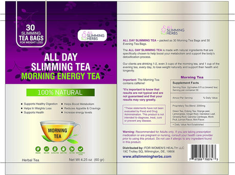 All Day Slimming Tea for Weight Loss - All Natural 30 Days Detox Tea That Flattens Tummy - Daytime Energy Boost Tea 30 Bag+ Evening Detox Tea 30 Bag