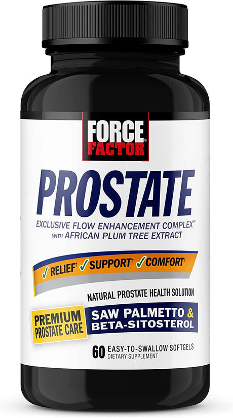 Force Factor Prostate Saw Palmetto and Beta Sitosterol Supplement for Men, Prostate Health Support, Prostate Size Support, Urinary Relief, Bladder Control, Reduce Nighttime Urination, 60 Softgels