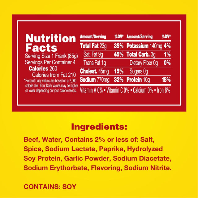 Hebrew National Jumbo Beef Franks 12 Oz, 4 Count