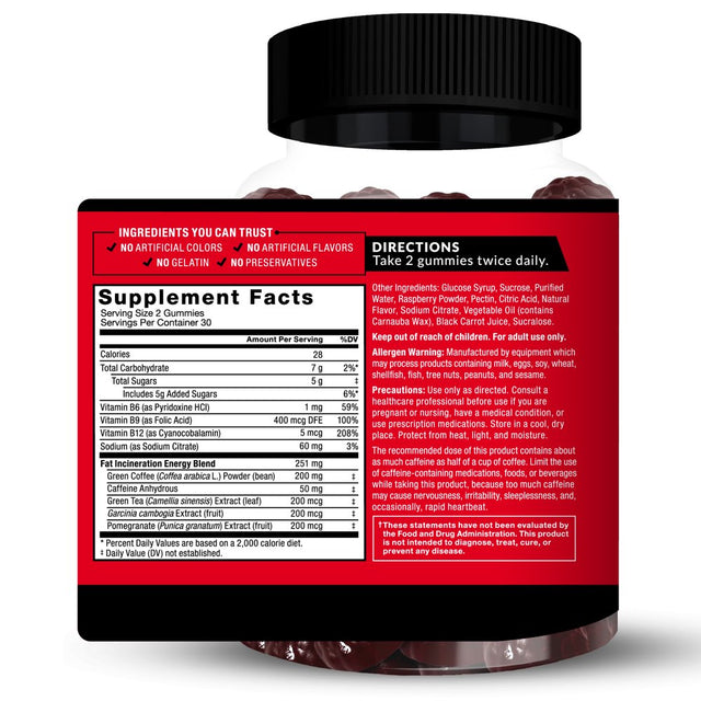 Force Factor Leanfire Thermo, Fat Burner Gummies, Berry Burst, 60 Gummies